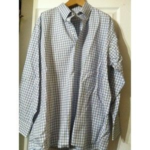 H.STOCKTON MENS WHITE 100%COTTON PLAID LONG SLEEVE CASUAL SHIRT SIZE: XXL
